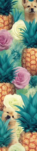 Free pineapple bookmark featuring dogs hiding with pineapples